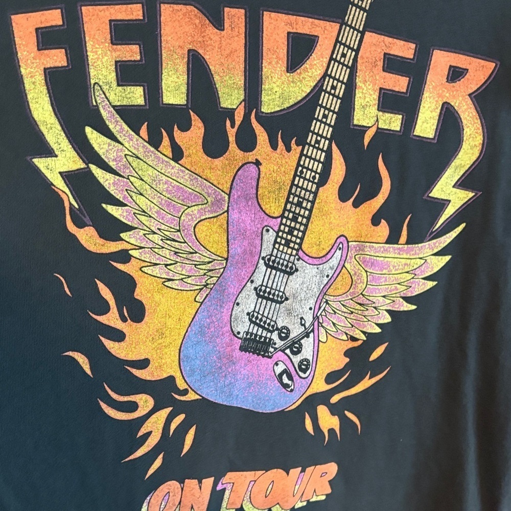 Fender Black Tee with Colorful Guitar Graphic - Picture 3 of 7
